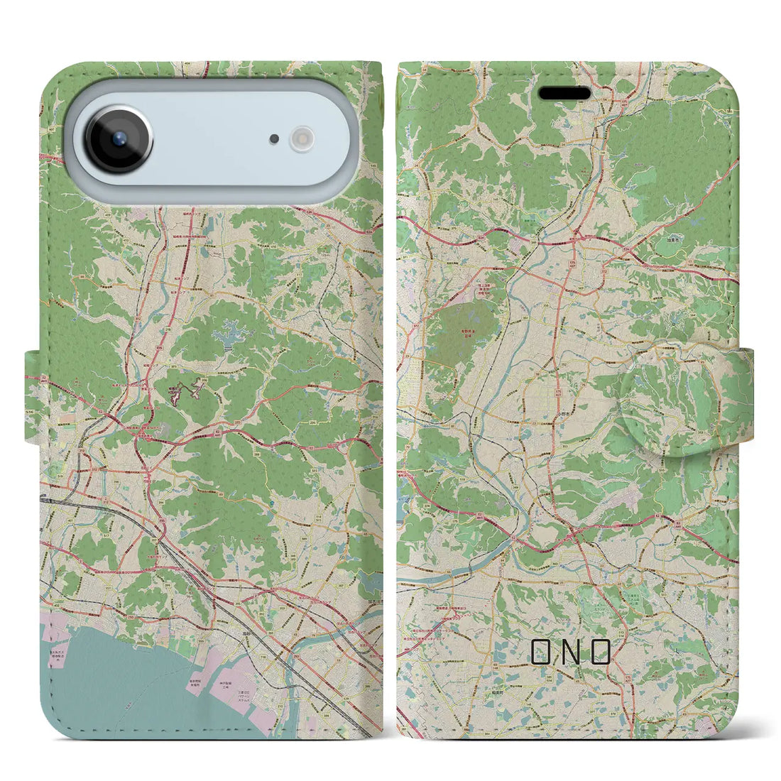 【小野(兵庫県)】地図柄iPhoneケース(手帳タイプ)ナチュラル・iPhone 17 Pro Max 用