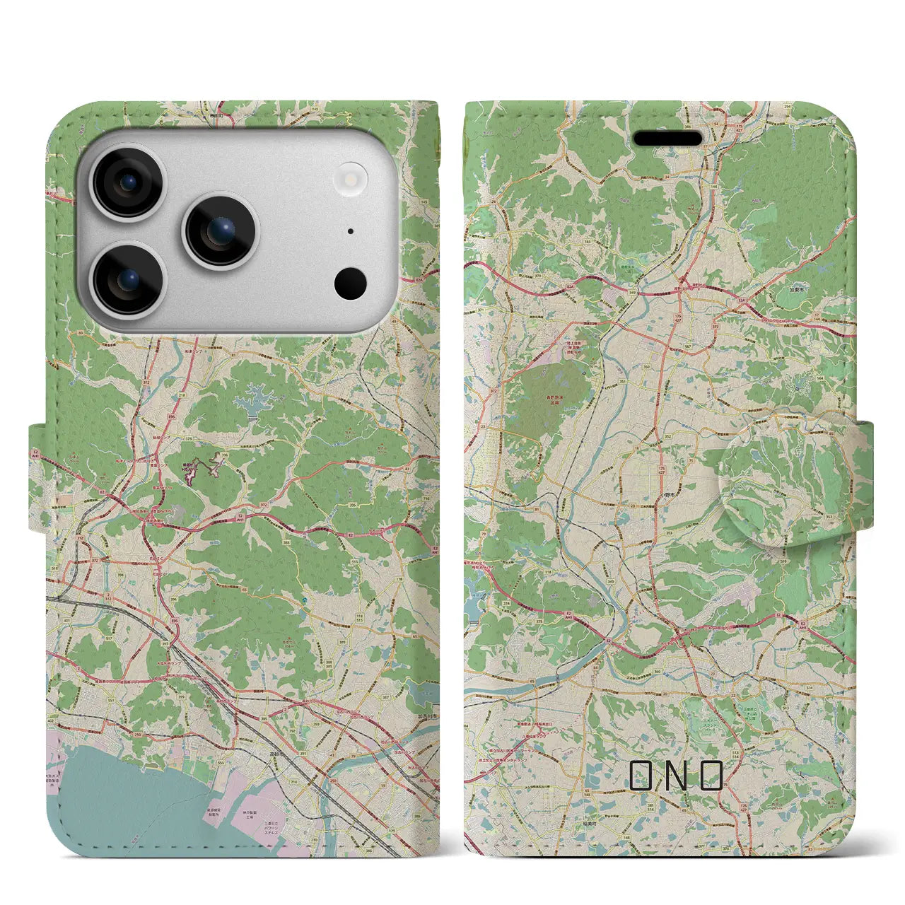 【小野(兵庫県)】地図柄iPhoneケース(手帳タイプ)