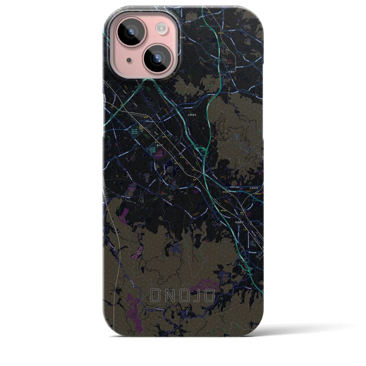 【大野城(福岡県)】地図柄iPhoneケース(バックカバータイプ)