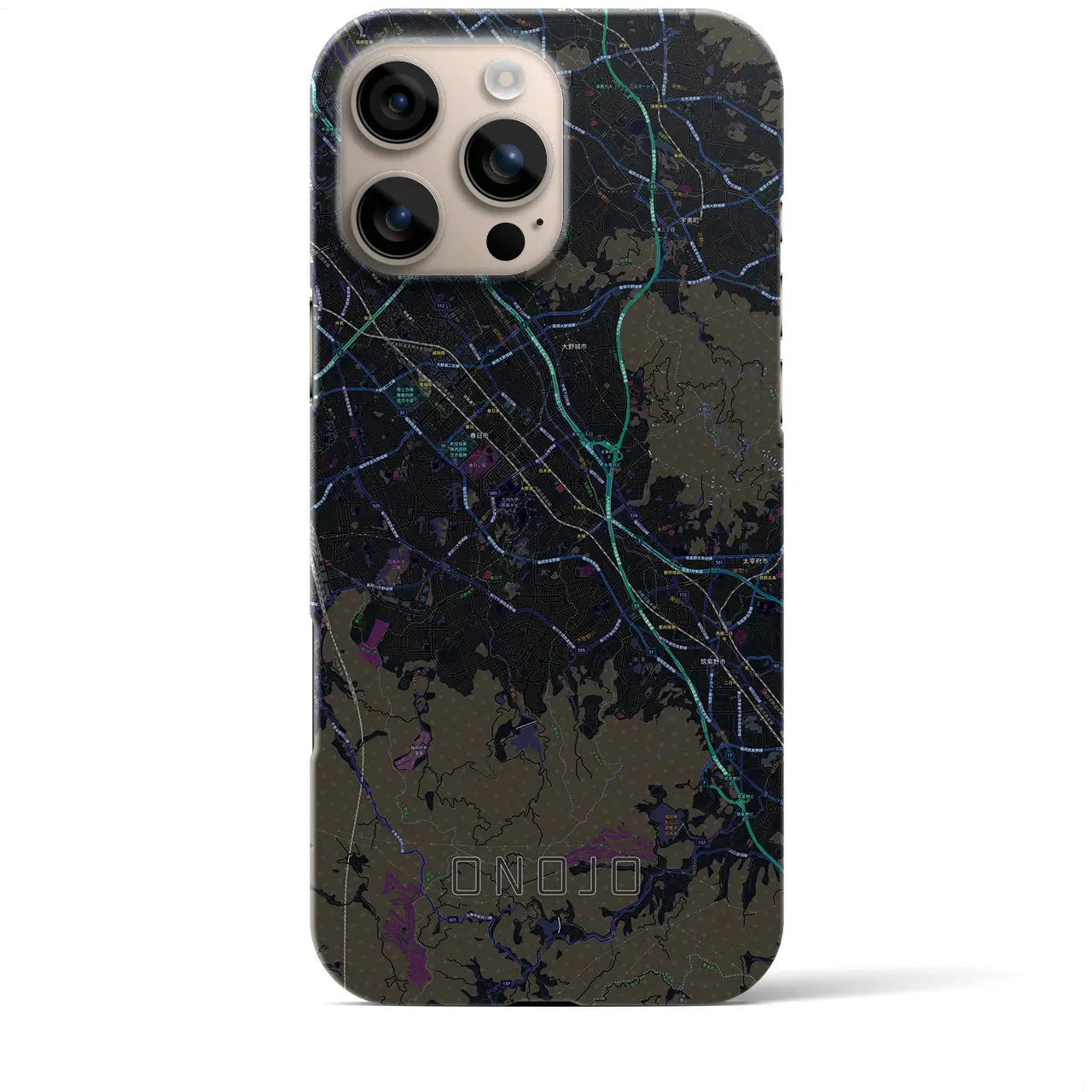 【大野城(福岡県)】地図柄iPhoneケース(バックカバータイプ)