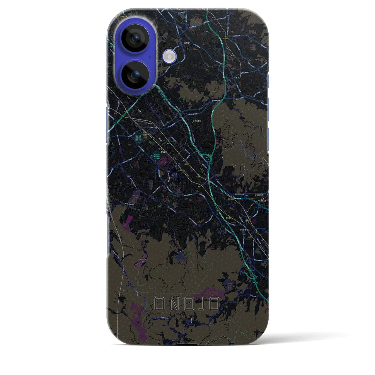 【大野城(福岡県)】地図柄iPhoneケース(バックカバータイプ)