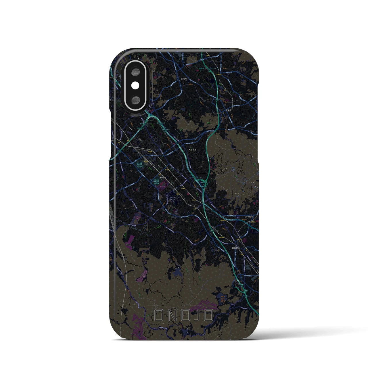 【大野城(福岡県)】地図柄iPhoneケース(バックカバータイプ)