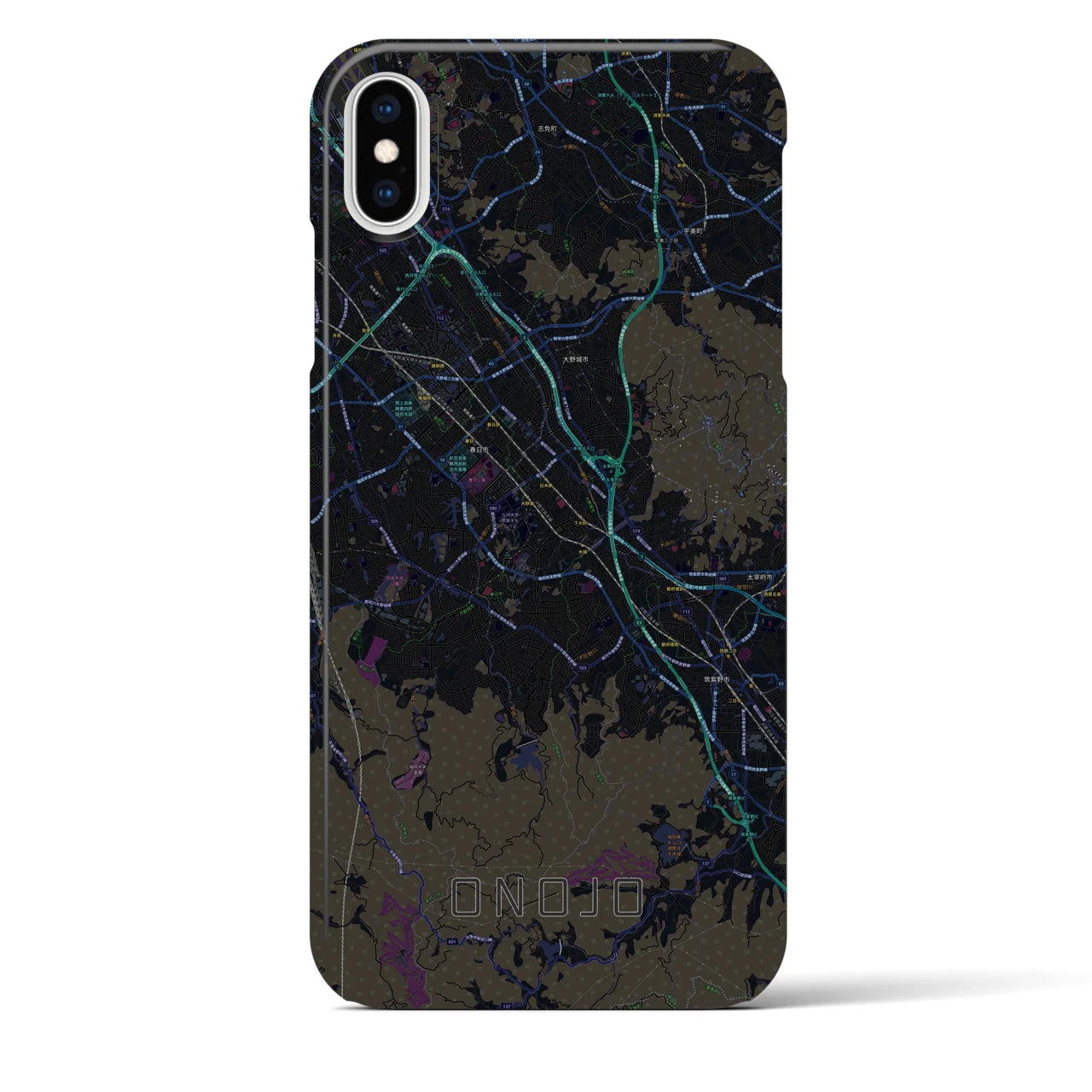 【大野城(福岡県)】地図柄iPhoneケース(バックカバータイプ)