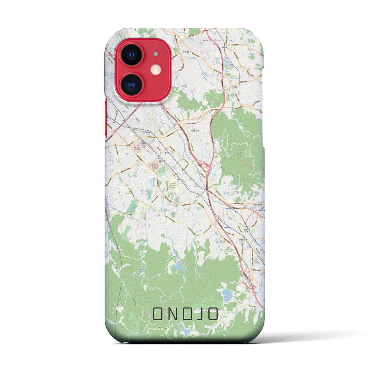 【大野城(福岡県)】地図柄iPhoneケース(バックカバータイプ)