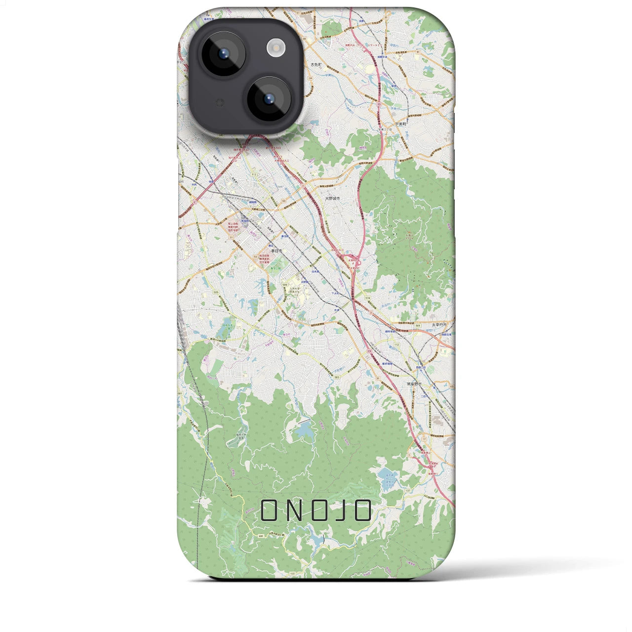 【大野城(福岡県)】地図柄iPhoneケース(バックカバータイプ)