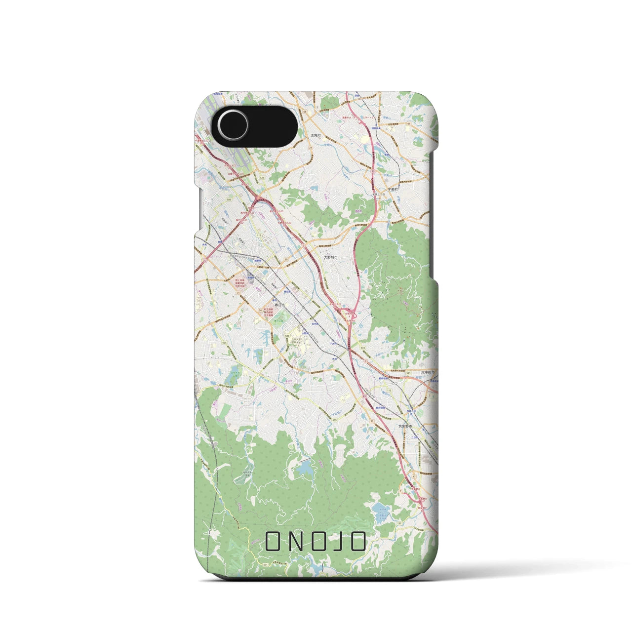 【大野城(福岡県)】地図柄iPhoneケース(バックカバータイプ)