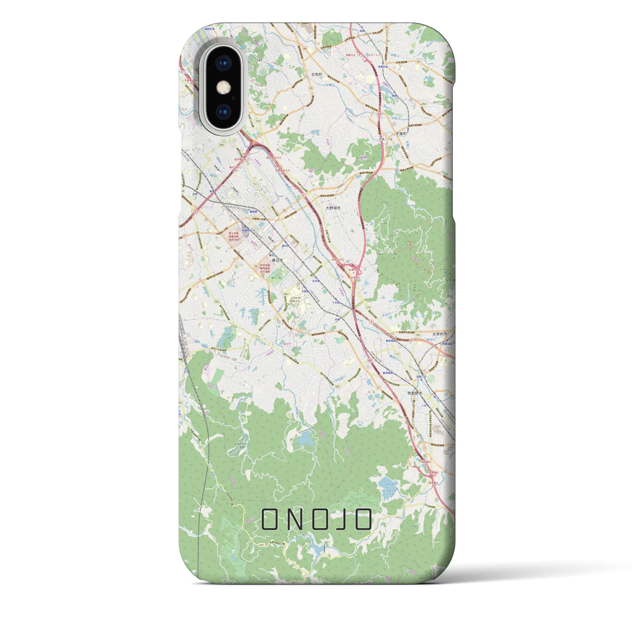 【大野城(福岡県)】地図柄iPhoneケース(バックカバータイプ)