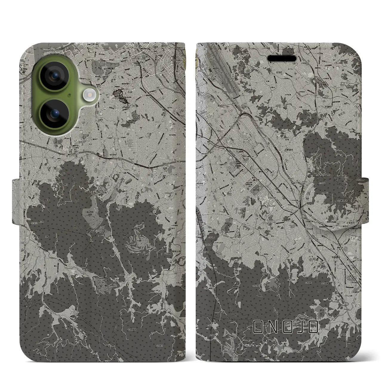 【大野城(福岡県)】地図柄iPhoneケース(手帳タイプ)