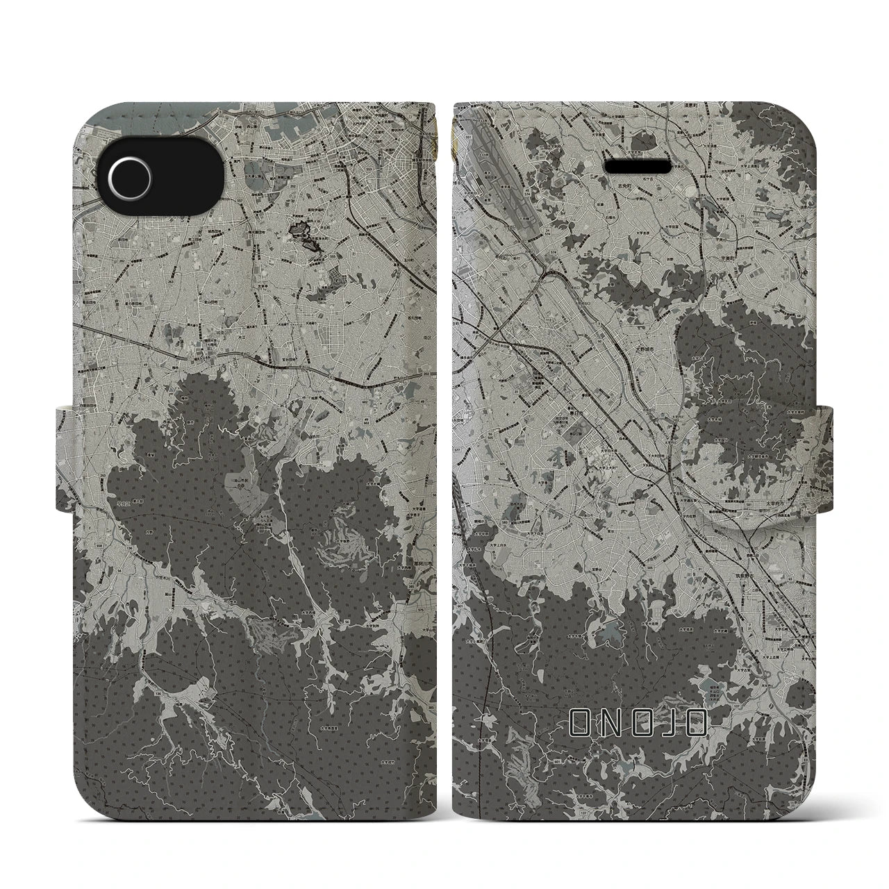 【大野城(福岡県)】地図柄iPhoneケース(手帳タイプ)