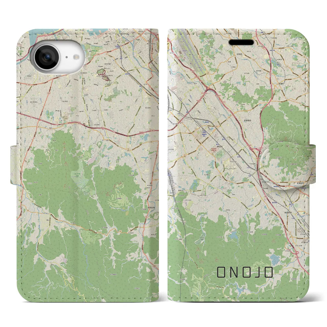 【大野城(福岡県)】地図柄iPhoneケース(手帳タイプ)