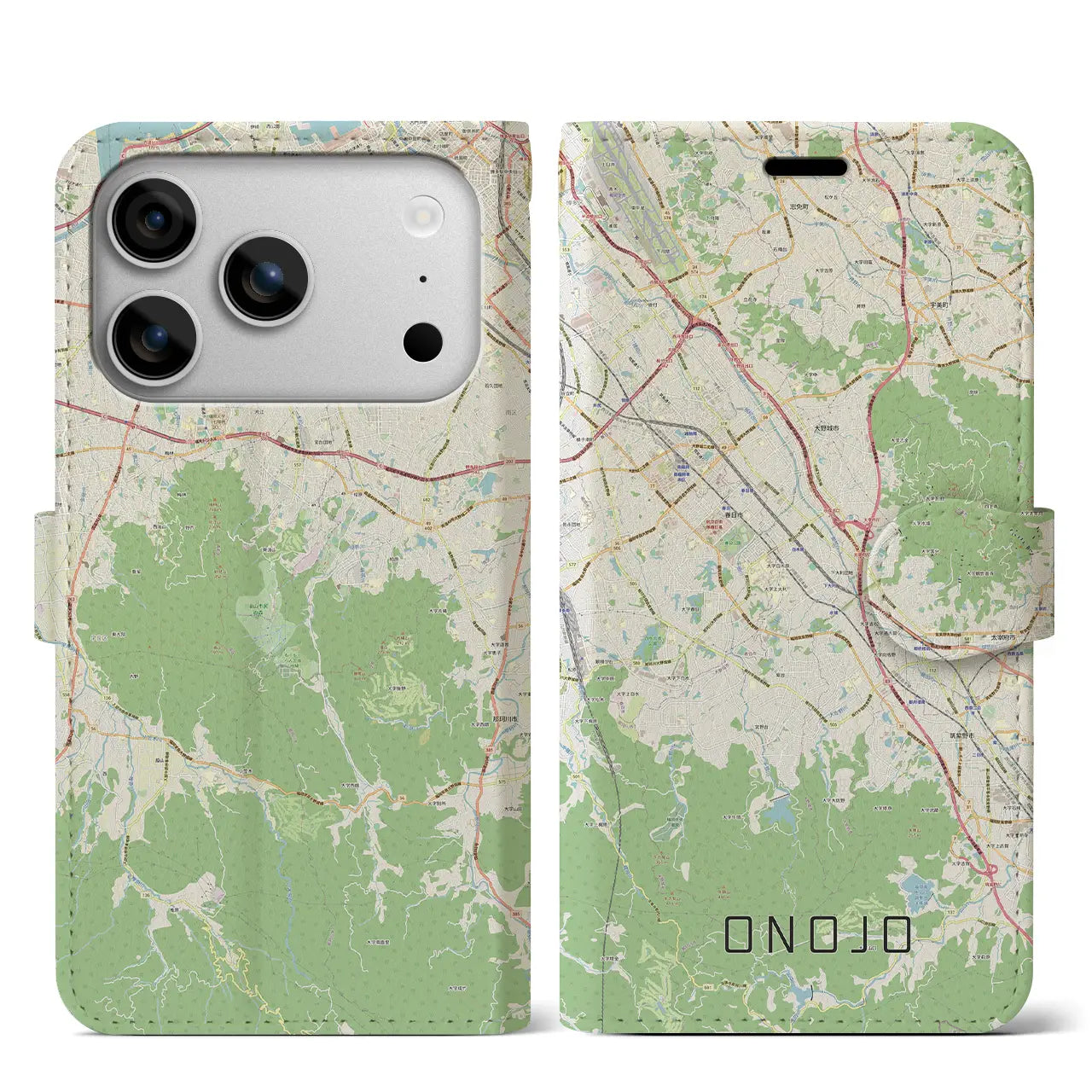 【大野城(福岡県)】地図柄iPhoneケース(手帳タイプ)