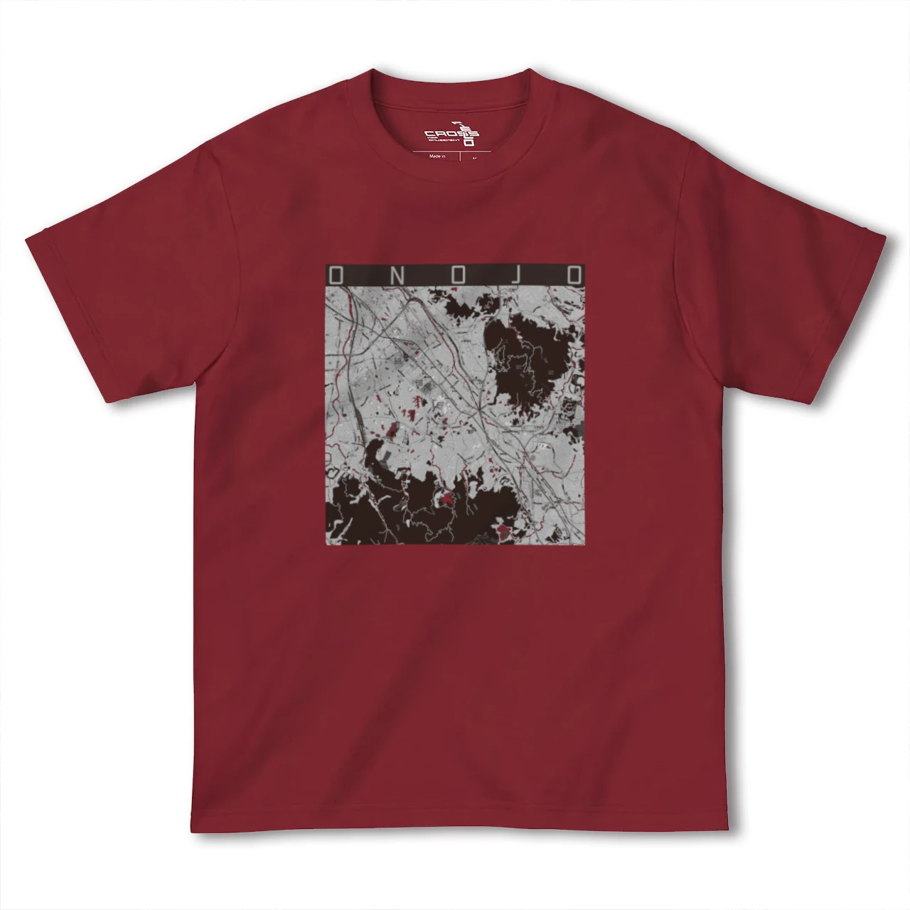 【大野城(福岡県)】地図柄ヘビーウェイトTシャツ