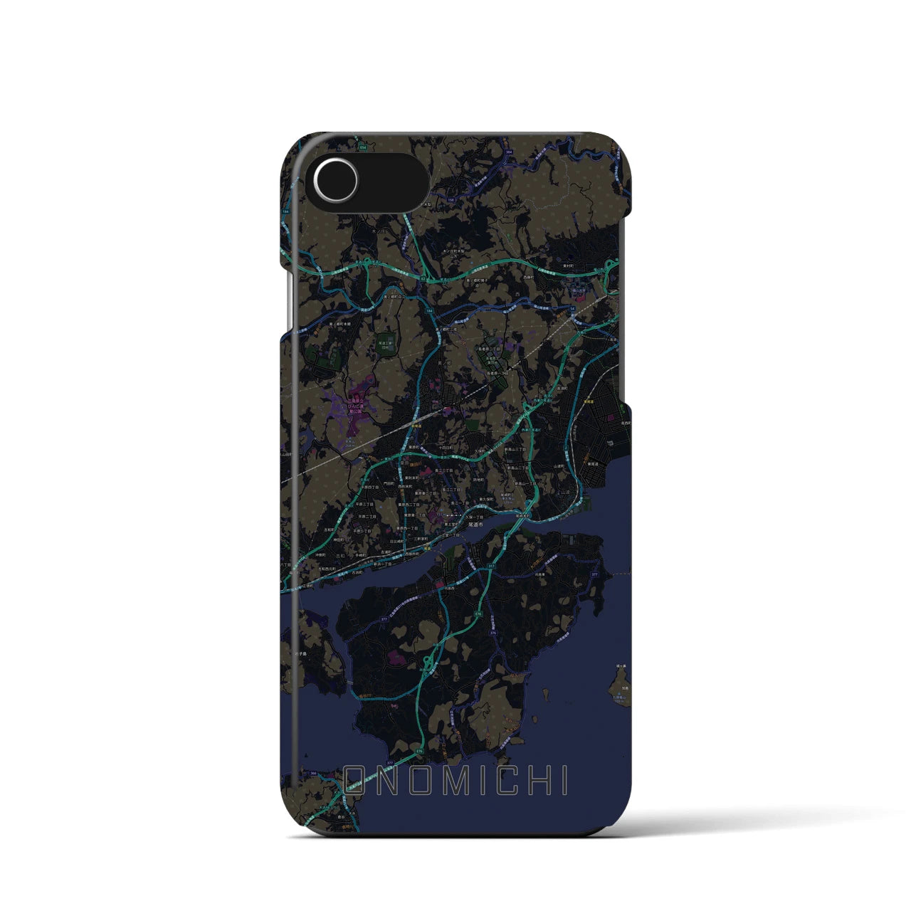 【尾道(広島県)】地図柄iPhoneケース(バックカバータイプ)