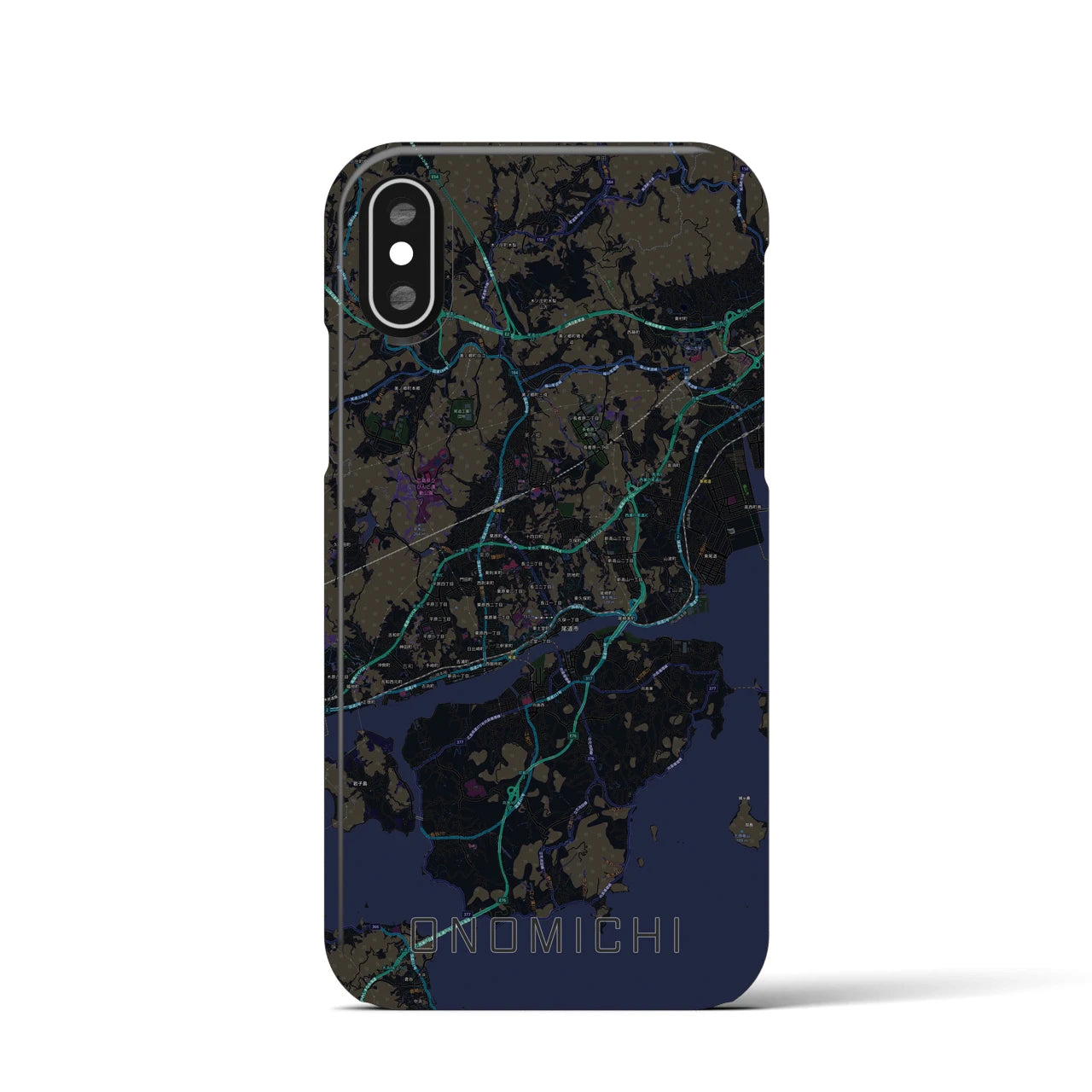 【尾道(広島県)】地図柄iPhoneケース(バックカバータイプ)