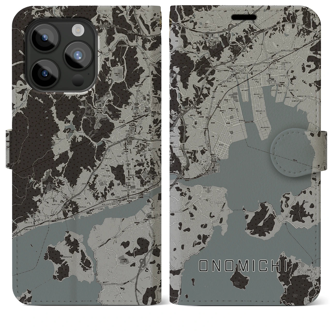 【尾道(広島県)】地図柄iPhoneケース(手帳タイプ)