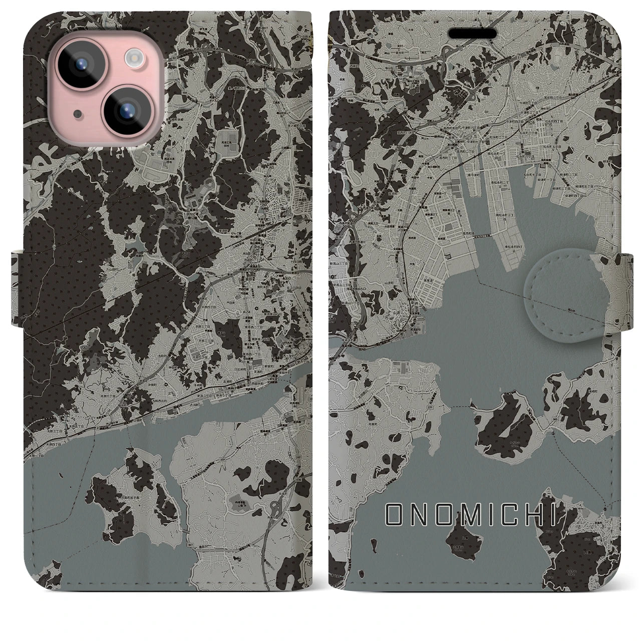 【尾道(広島県)】地図柄iPhoneケース(手帳タイプ)