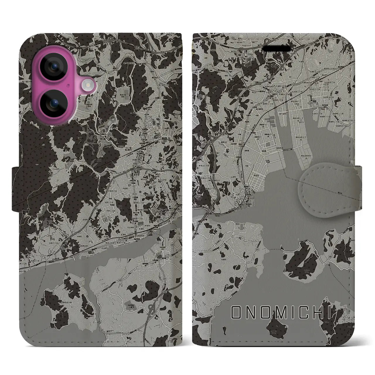 【尾道(広島県)】地図柄iPhoneケース(手帳タイプ)