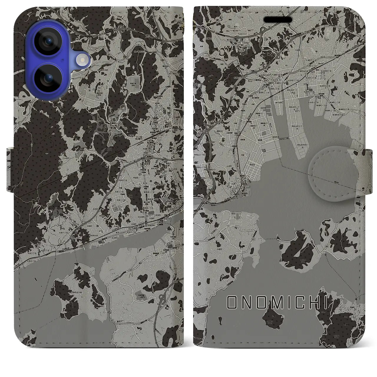 【尾道(広島県)】地図柄iPhoneケース(手帳タイプ)