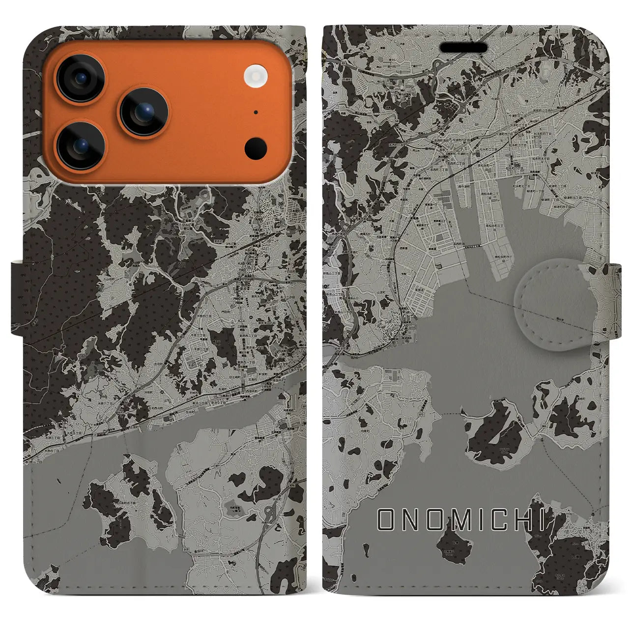 【尾道(広島県)】地図柄iPhoneケース(手帳タイプ)