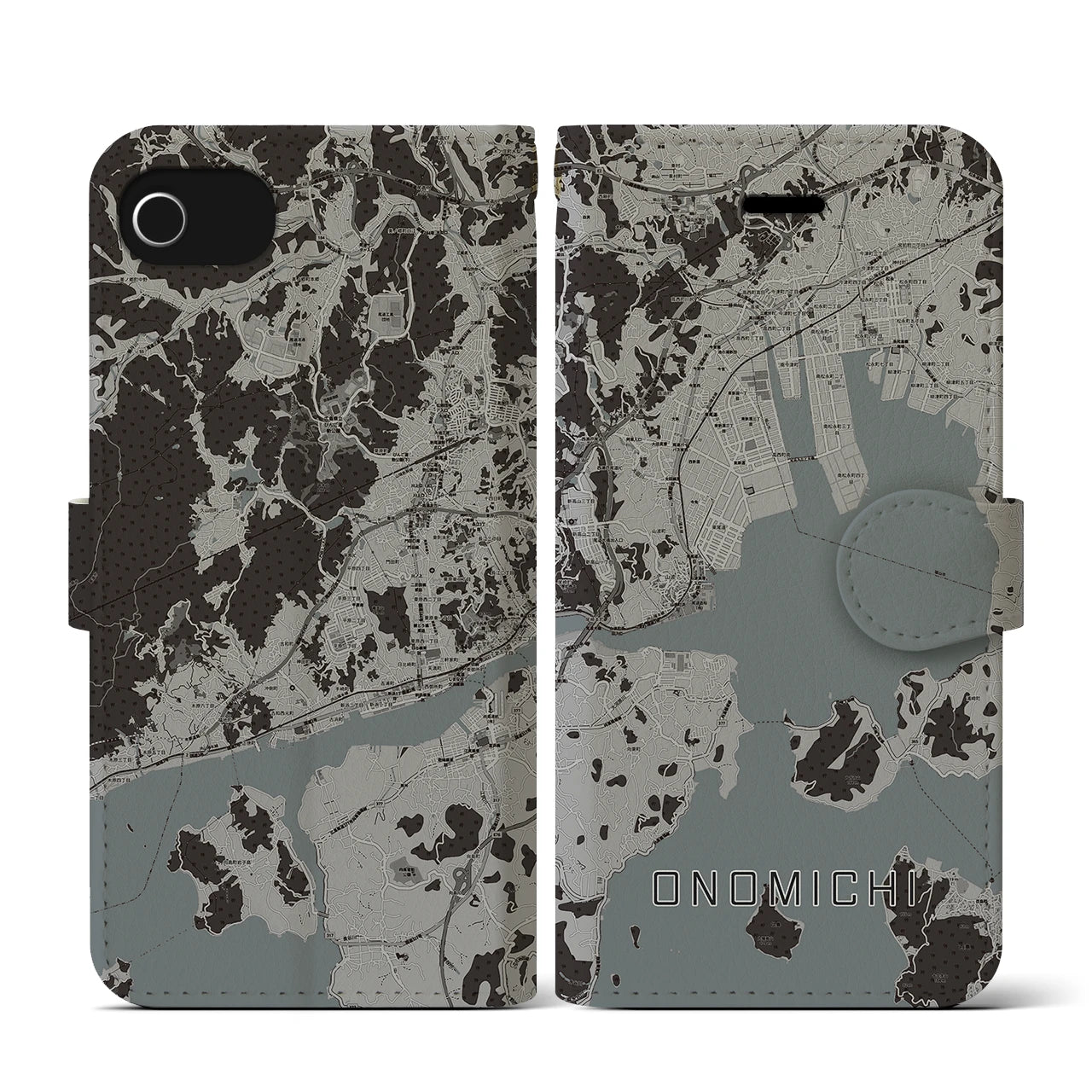 【尾道(広島県)】地図柄iPhoneケース(手帳タイプ)