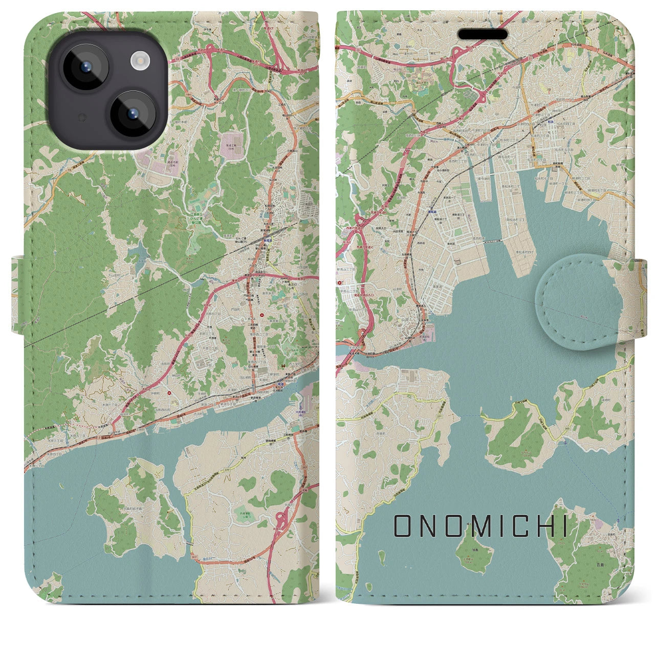 【尾道(広島県)】地図柄iPhoneケース(手帳タイプ)