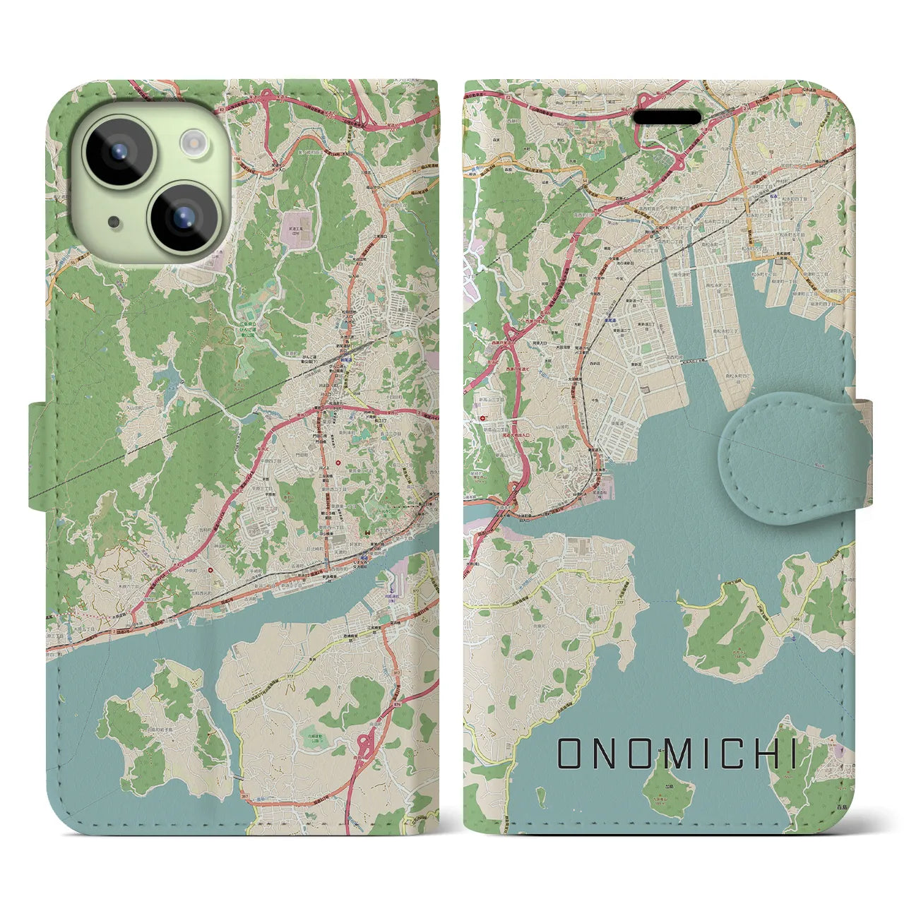 【尾道(広島県)】地図柄iPhoneケース(手帳タイプ)