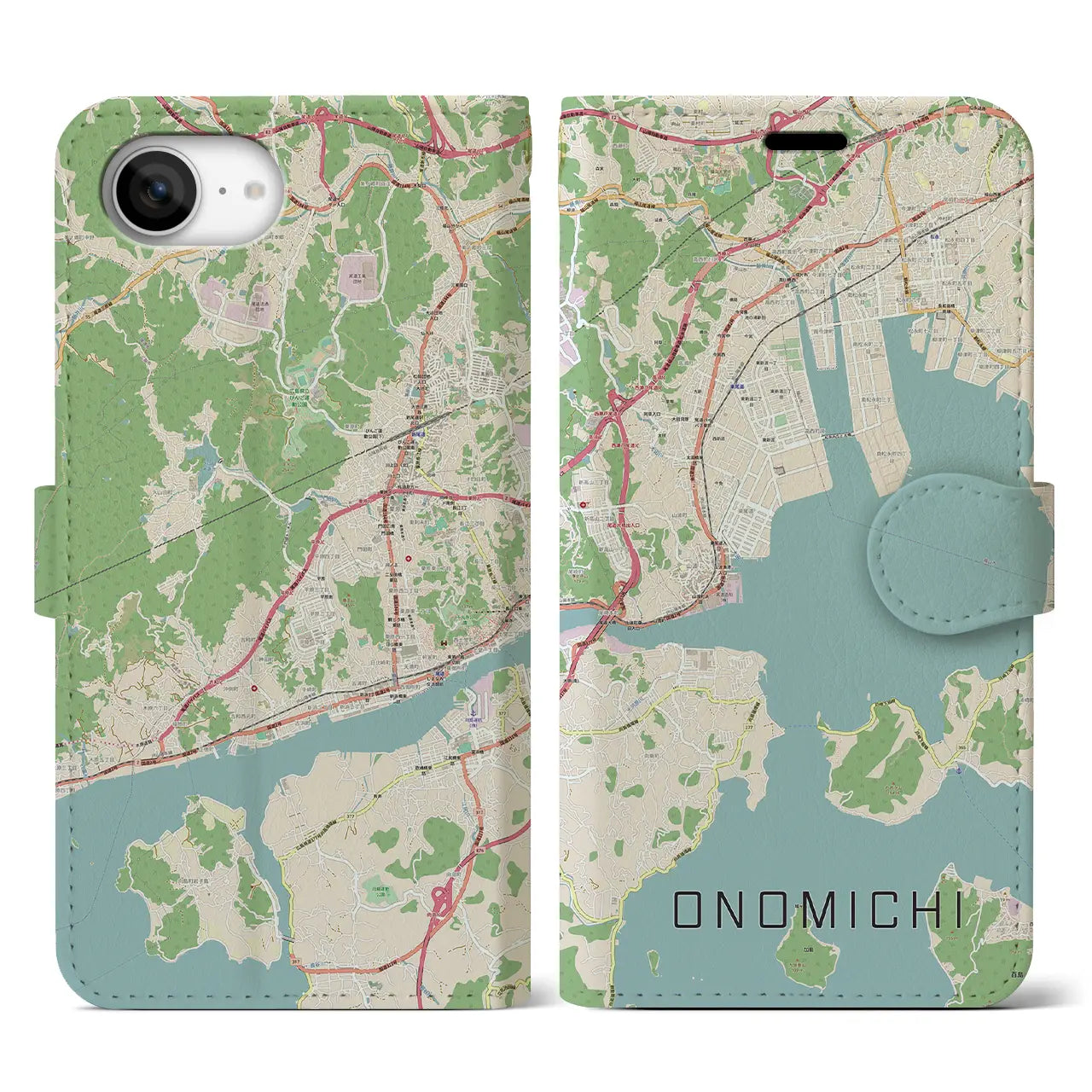 【尾道(広島県)】地図柄iPhoneケース(手帳タイプ)