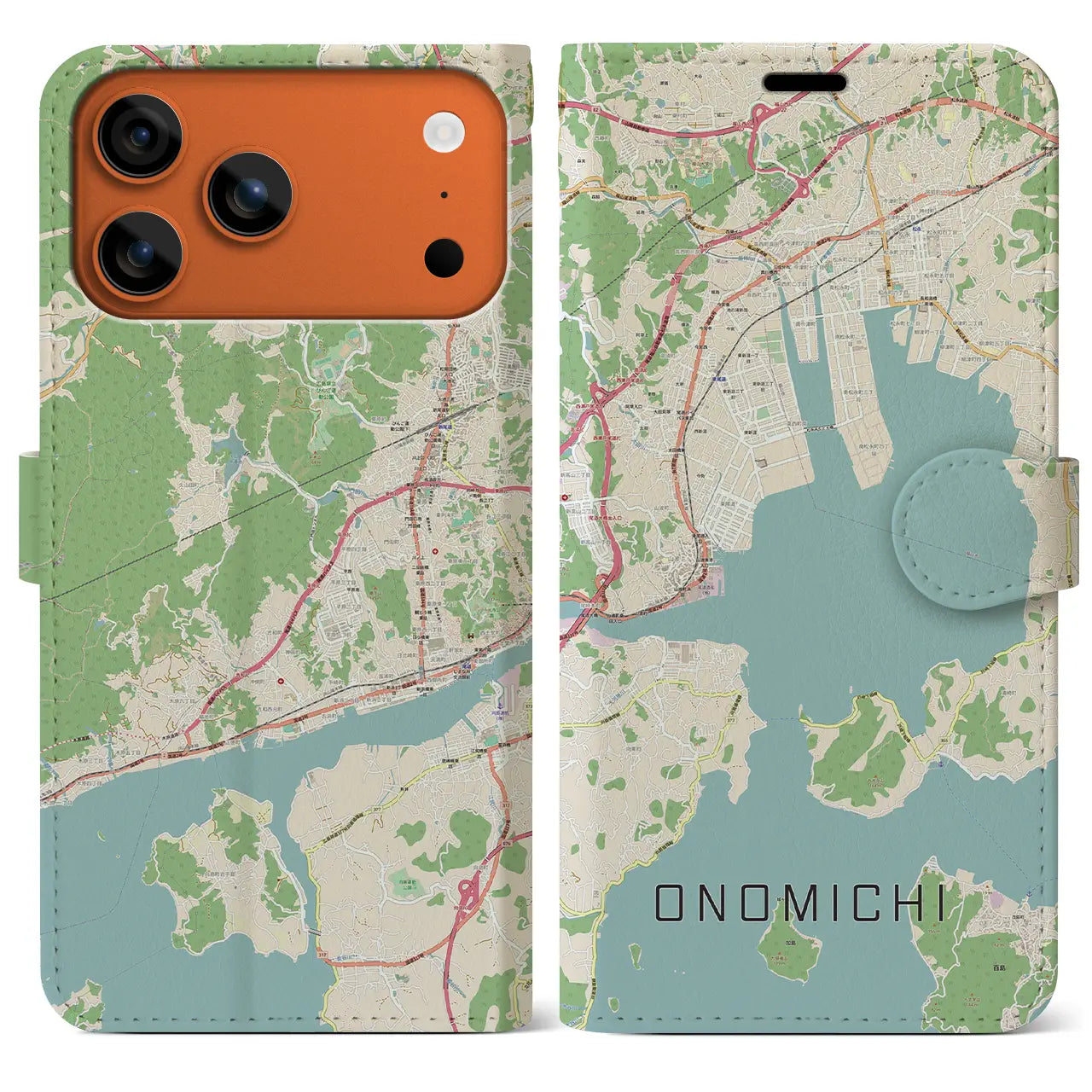 【尾道(広島県)】地図柄iPhoneケース(手帳タイプ)