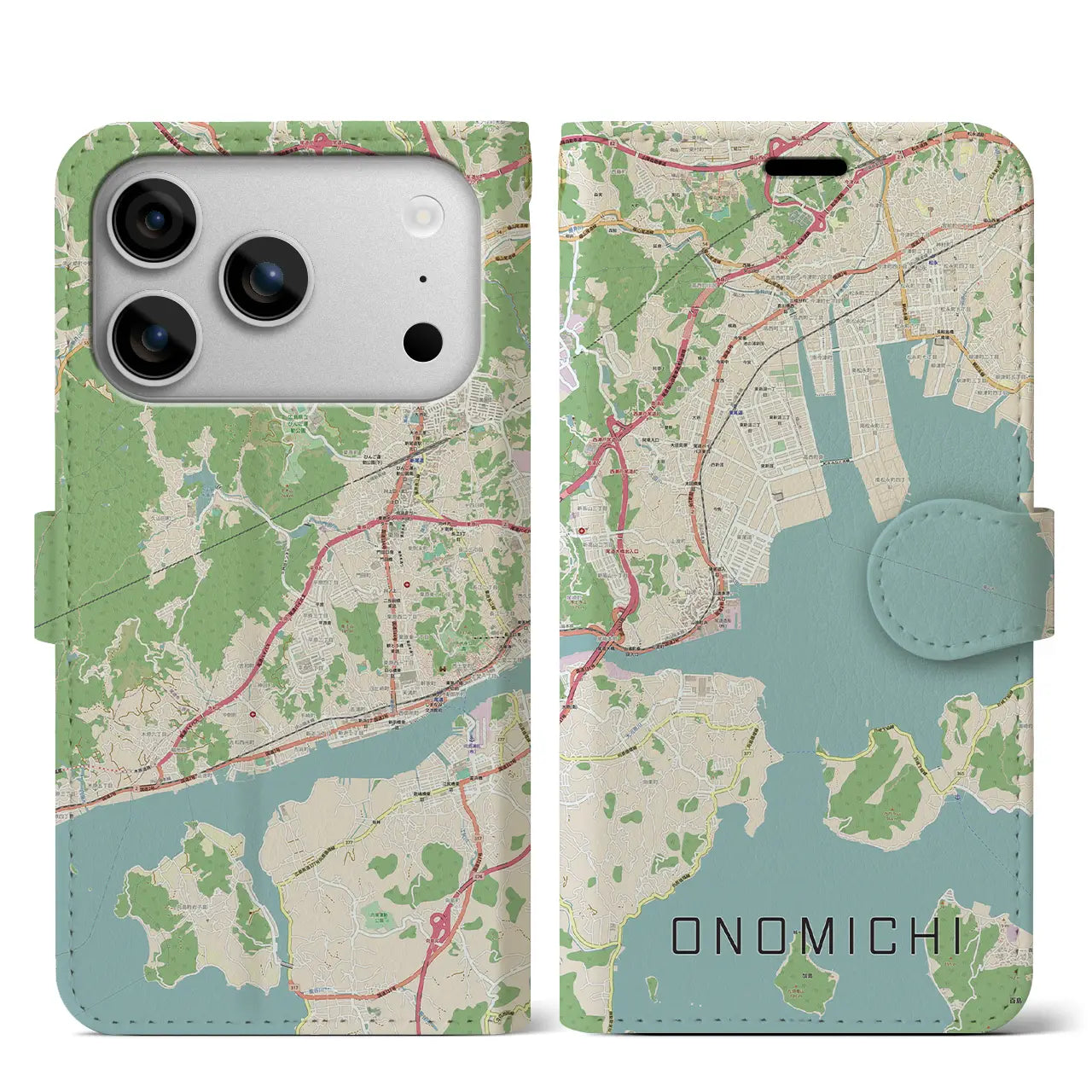 【尾道(広島県)】地図柄iPhoneケース(手帳タイプ)