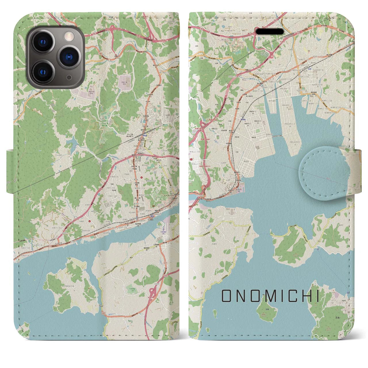 【尾道(広島県)】地図柄iPhoneケース(手帳タイプ)