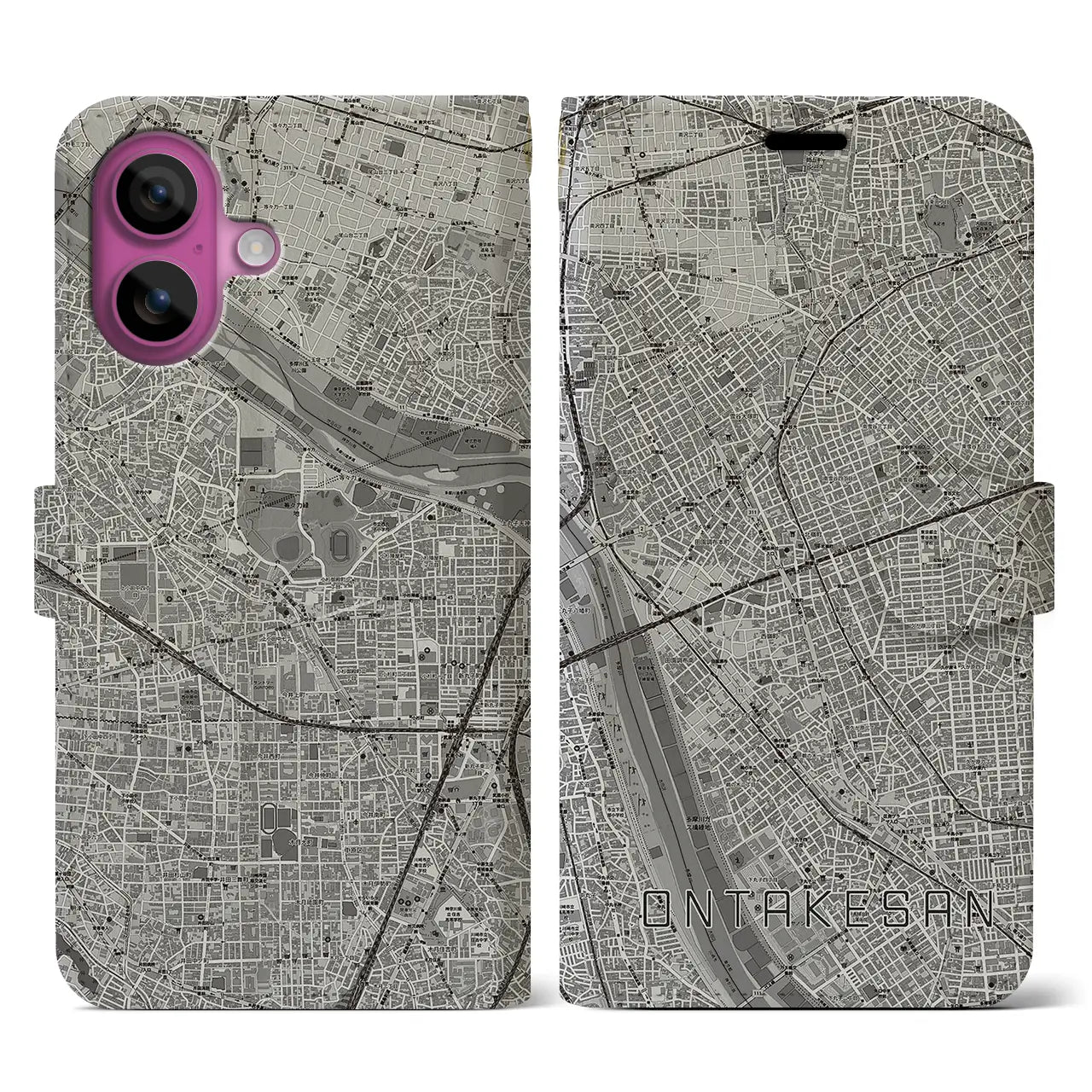 【御嶽山(東京都)】地図柄iPhoneケース(手帳タイプ)