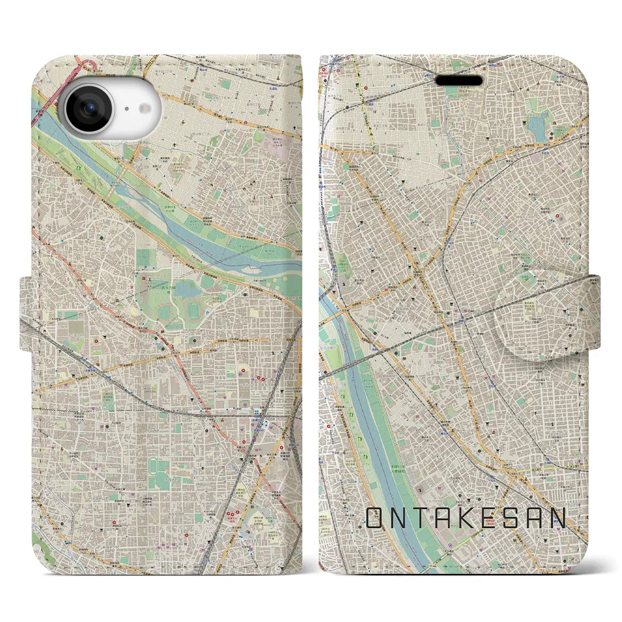 【御嶽山(東京都)】地図柄iPhoneケース(手帳タイプ)