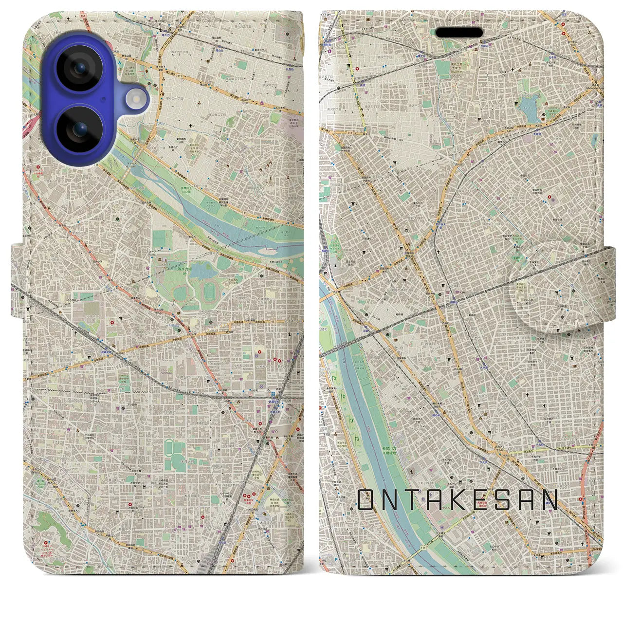 【御嶽山(東京都)】地図柄iPhoneケース(手帳タイプ)ナチュラル・iPhone 16 Pro Max 用