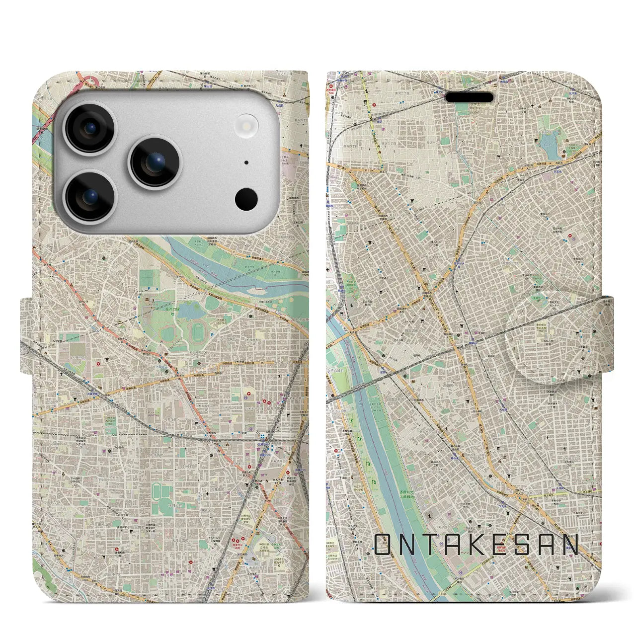 【御嶽山(東京都)】地図柄iPhoneケース(手帳タイプ)