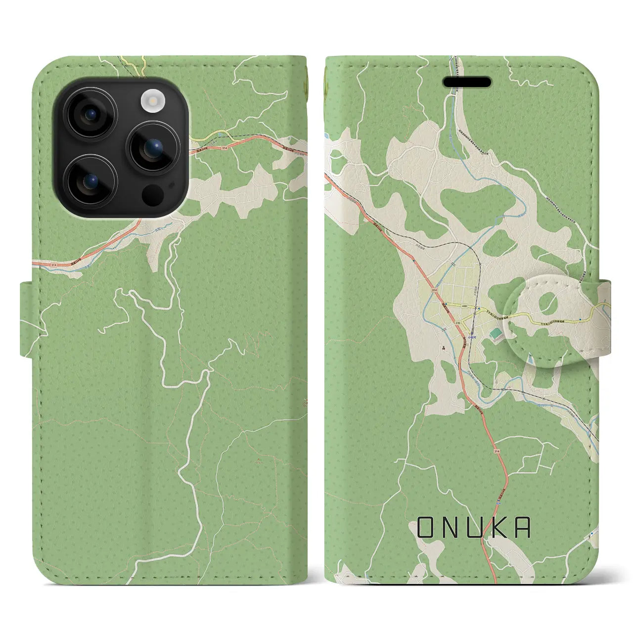 【小奴可(広島県)】地図柄iPhoneケース(手帳タイプ)ナチュラル・iPhone 16 用