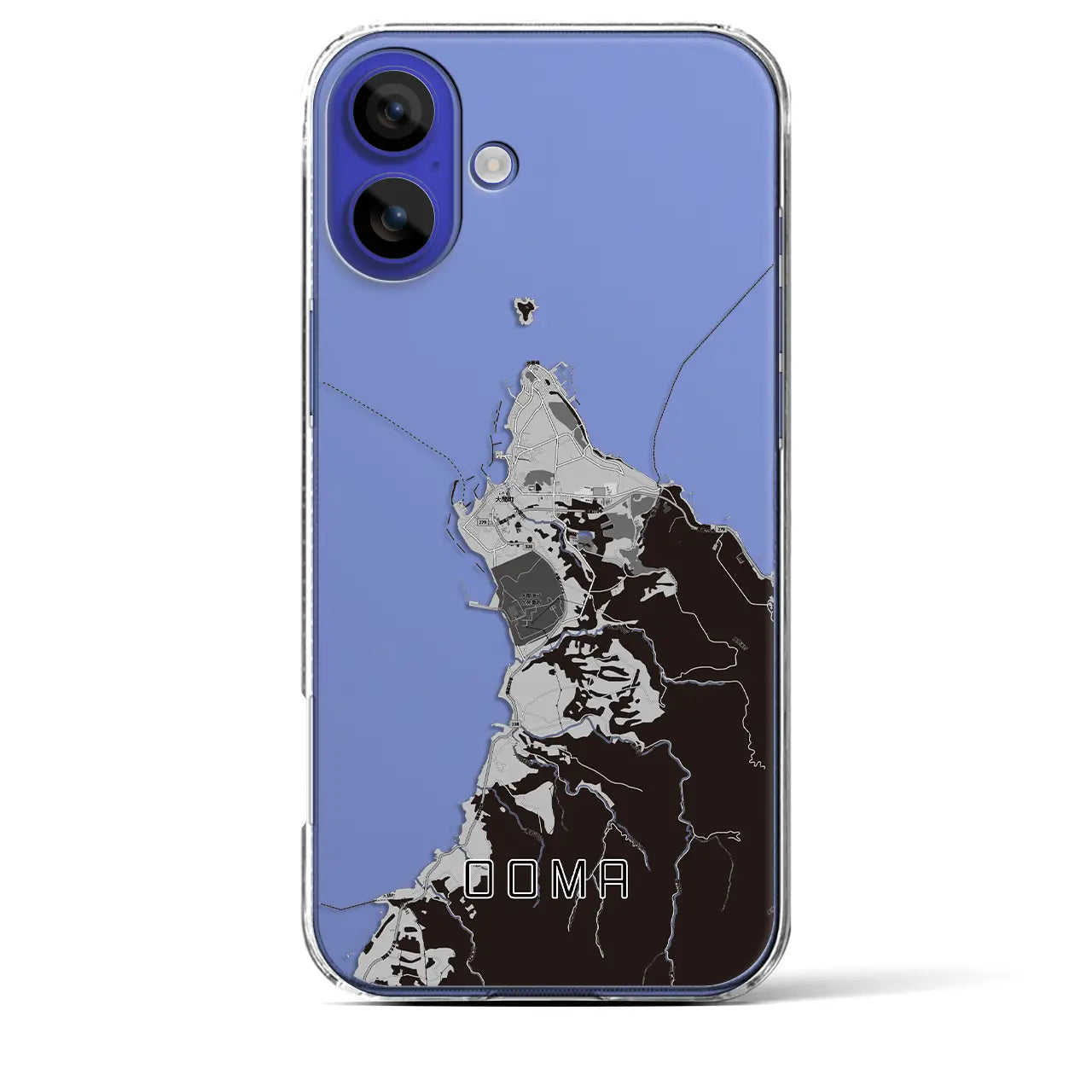 【大間(青森県)】地図柄iPhoneケース(クリアタイプ)モノトーン・iPhone 16 Pro Max 用