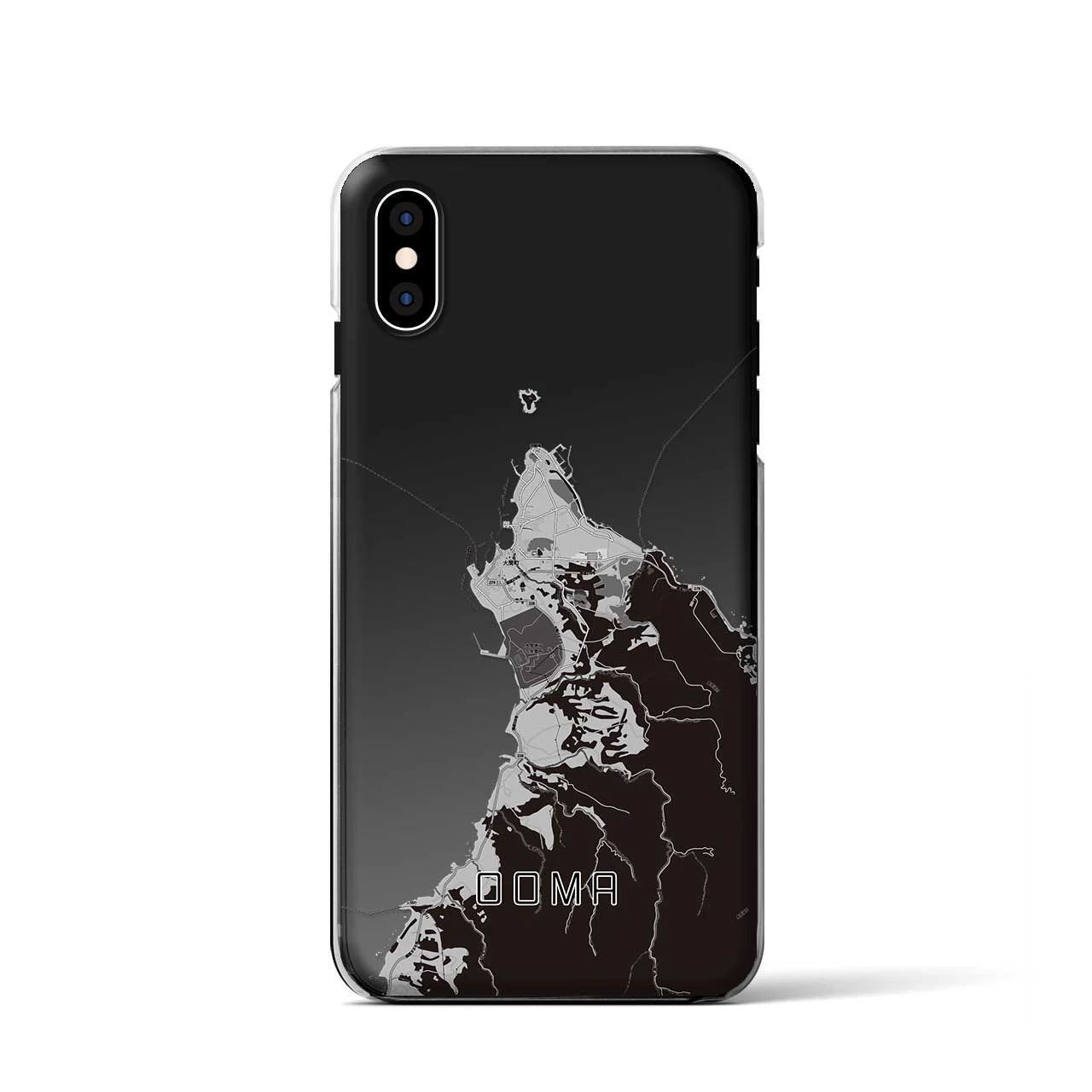 【大間(青森県)】地図柄iPhoneケース(クリアタイプ)モノトーン・iPhone XS / X 用