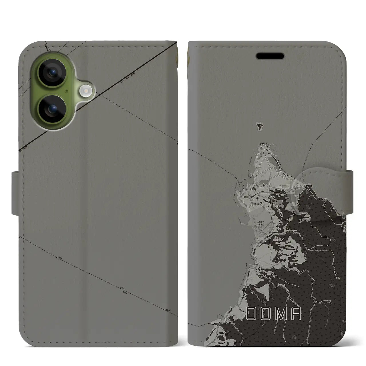 【大間(青森県)】地図柄iPhoneケース(手帳タイプ)