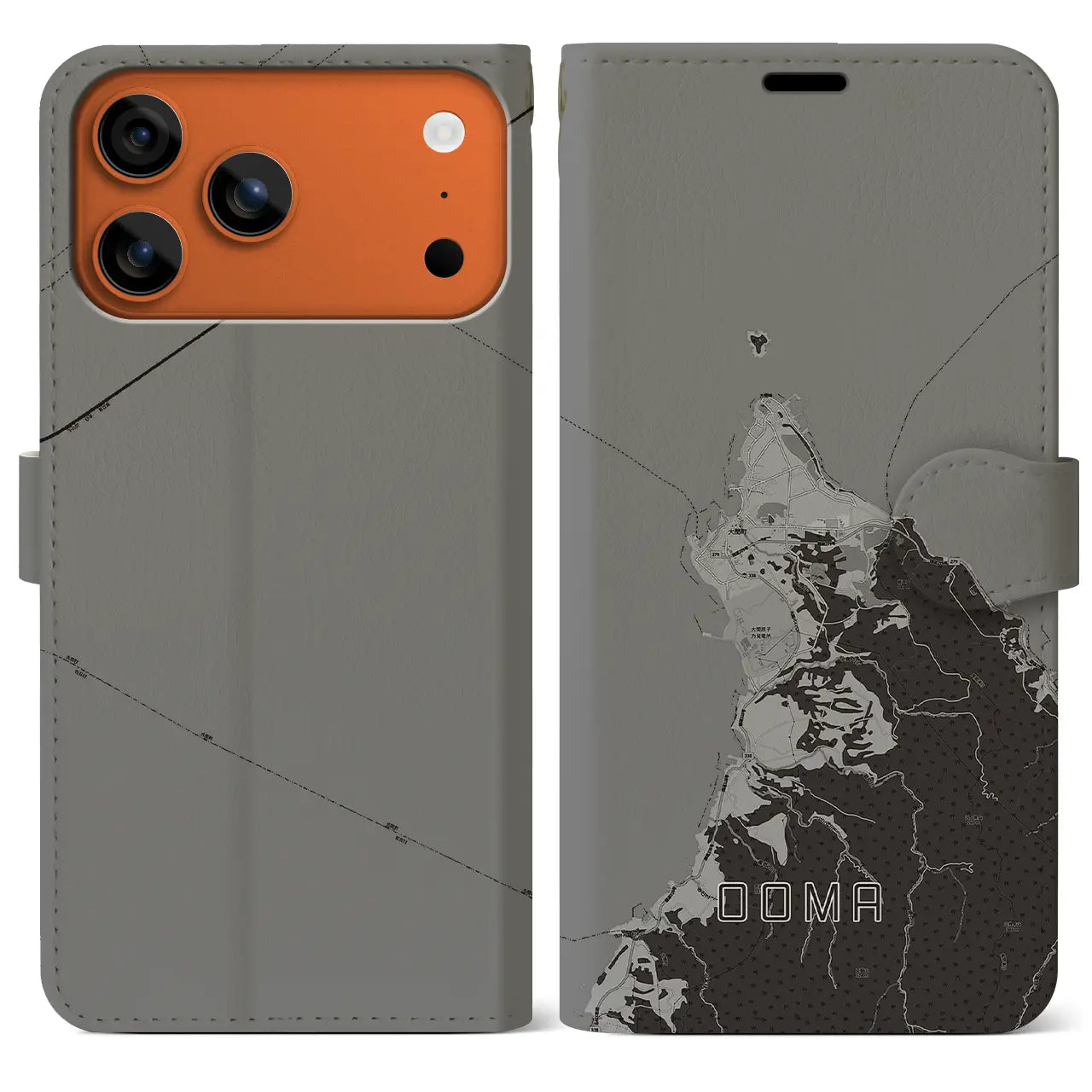 【大間(青森県)】地図柄iPhoneケース(手帳タイプ)