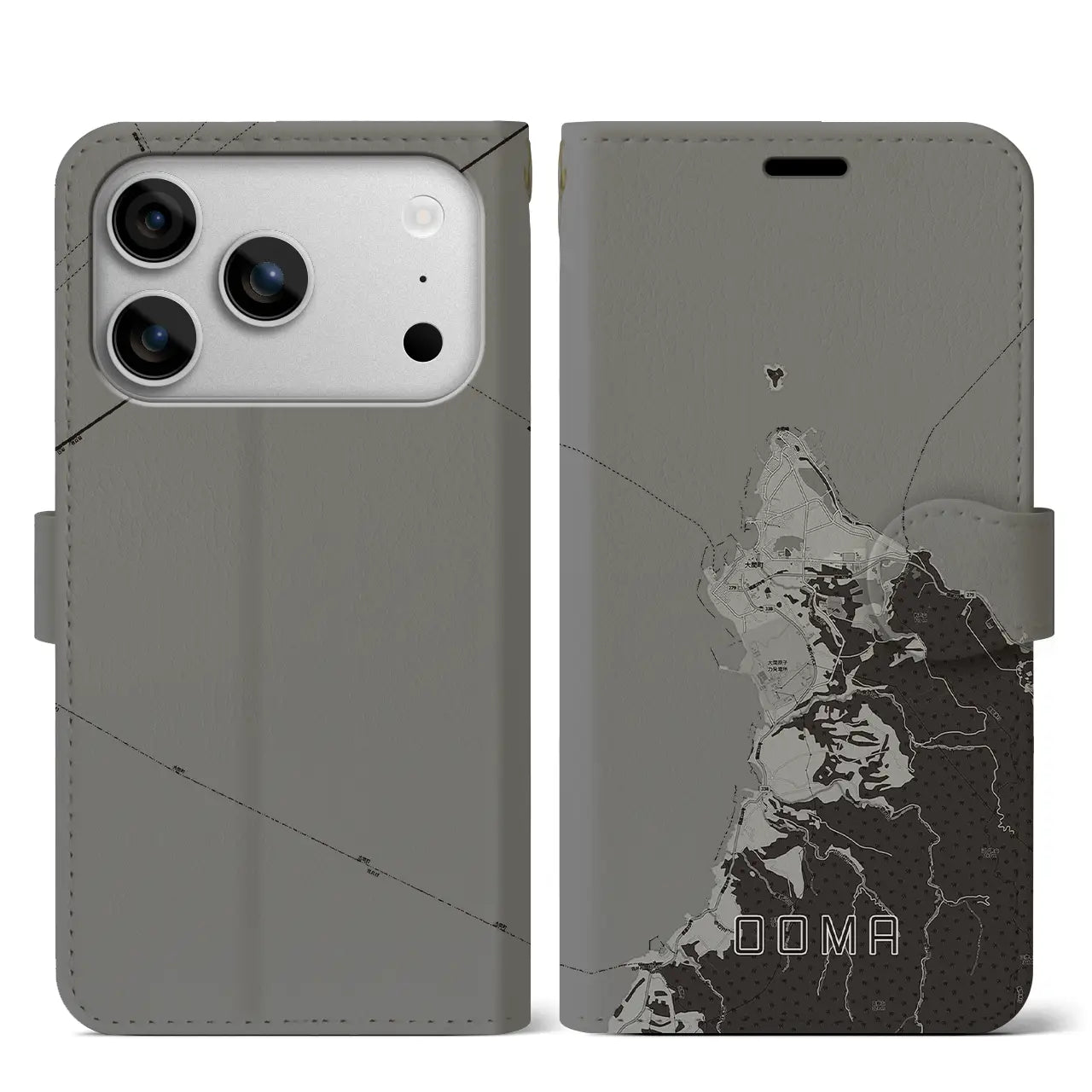 【大間(青森県)】地図柄iPhoneケース(手帳タイプ)