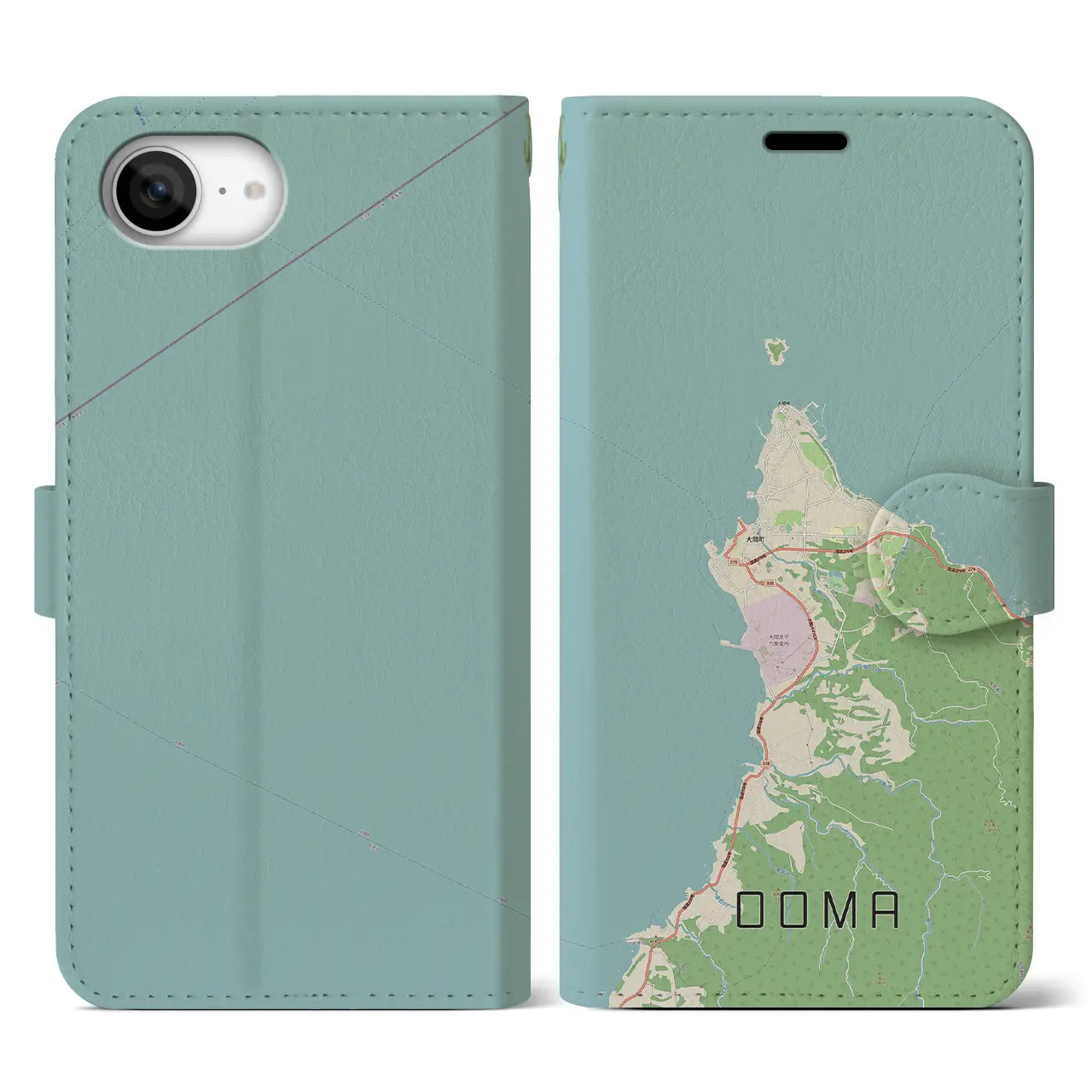 【大間(青森県)】地図柄iPhoneケース(手帳タイプ)