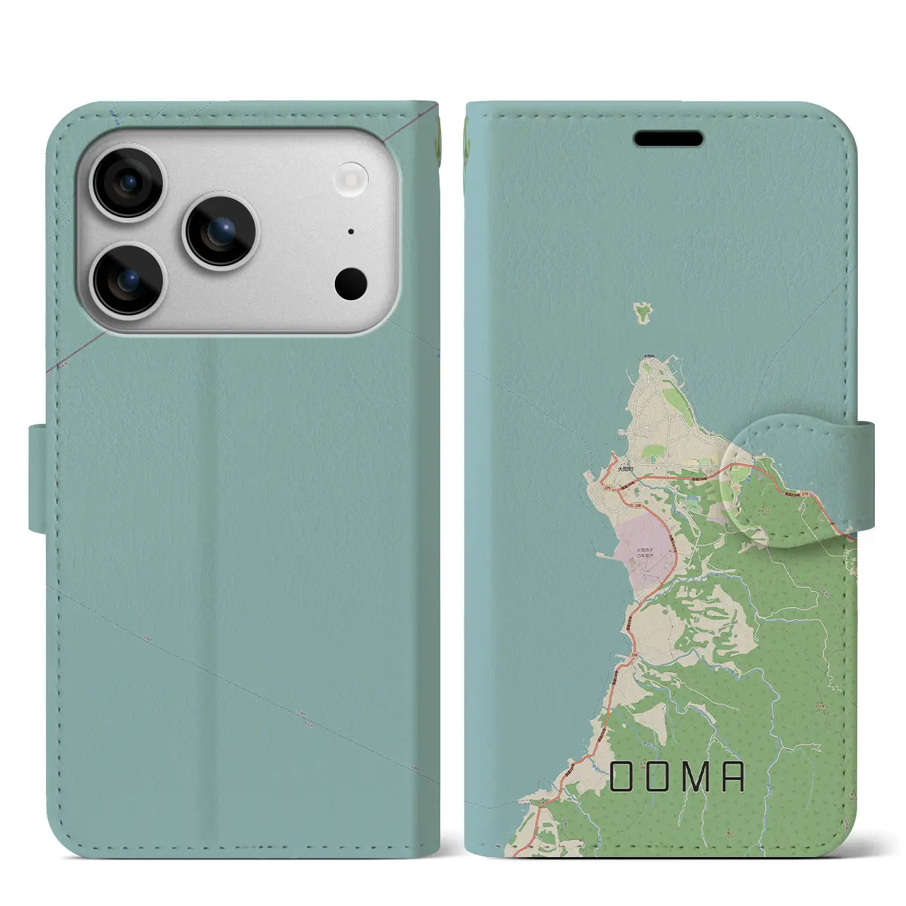 【大間(青森県)】地図柄iPhoneケース(手帳タイプ)