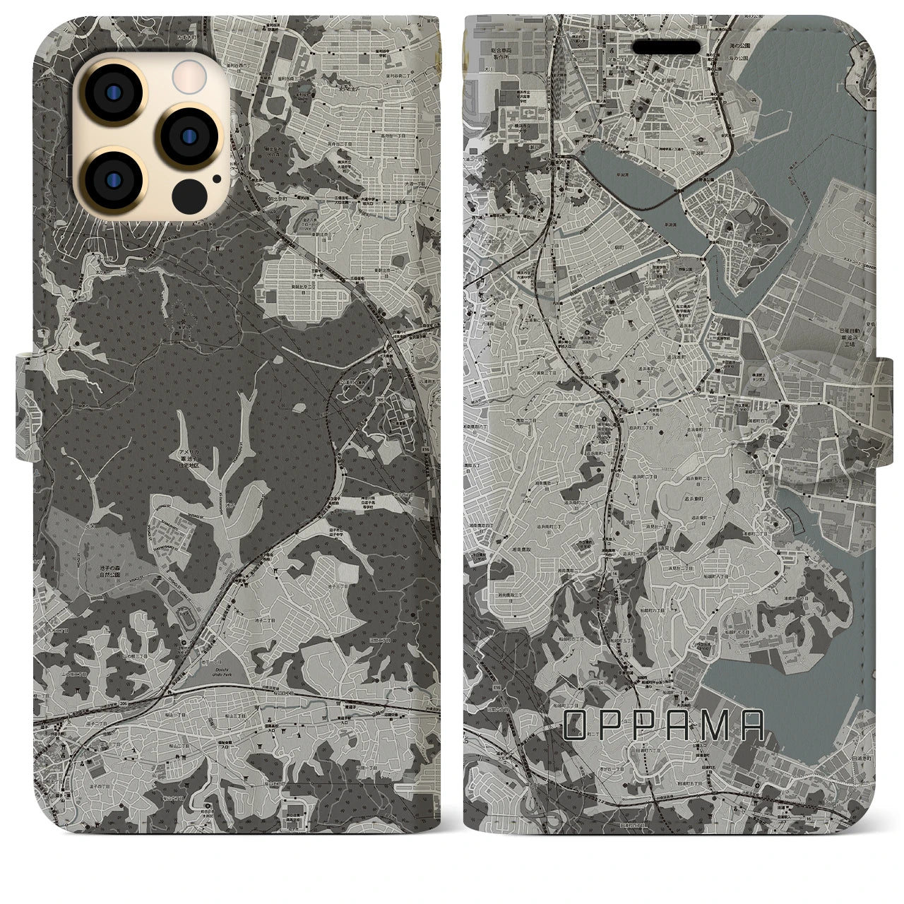 【追浜(神奈川県)】地図柄iPhoneケース(手帳タイプ)