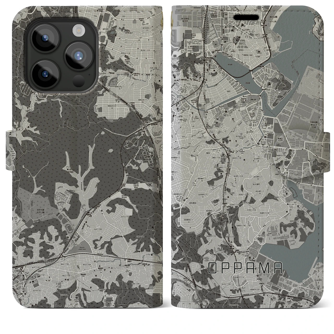 【追浜(神奈川県)】地図柄iPhoneケース(手帳タイプ)