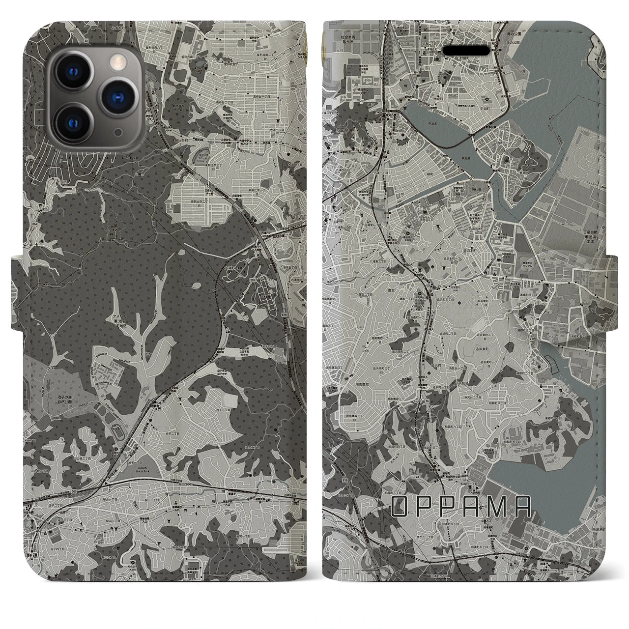 【追浜(神奈川県)】地図柄iPhoneケース(手帳タイプ)