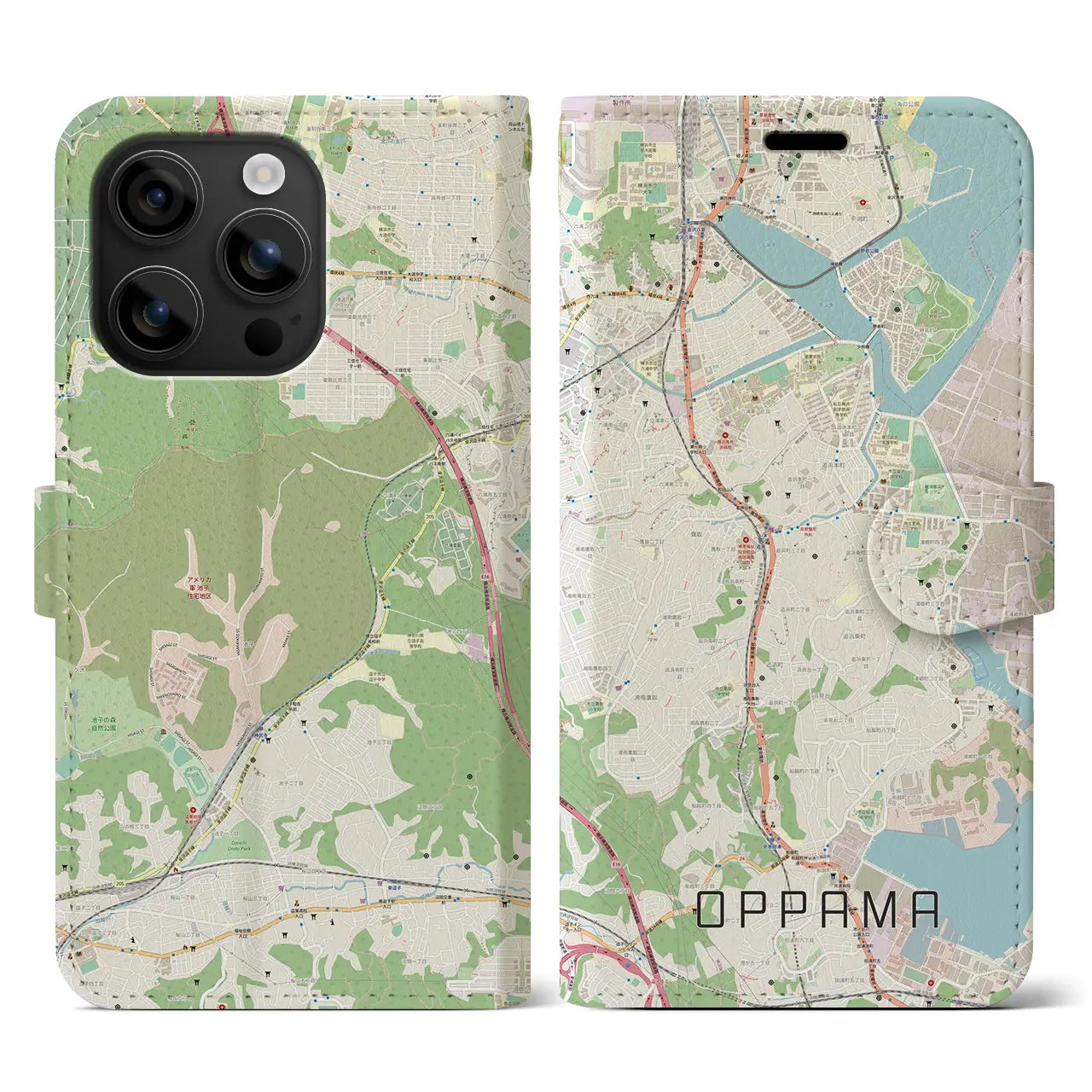 【追浜(神奈川県)】地図柄iPhoneケース(手帳タイプ)ナチュラル・iPhone 16 用