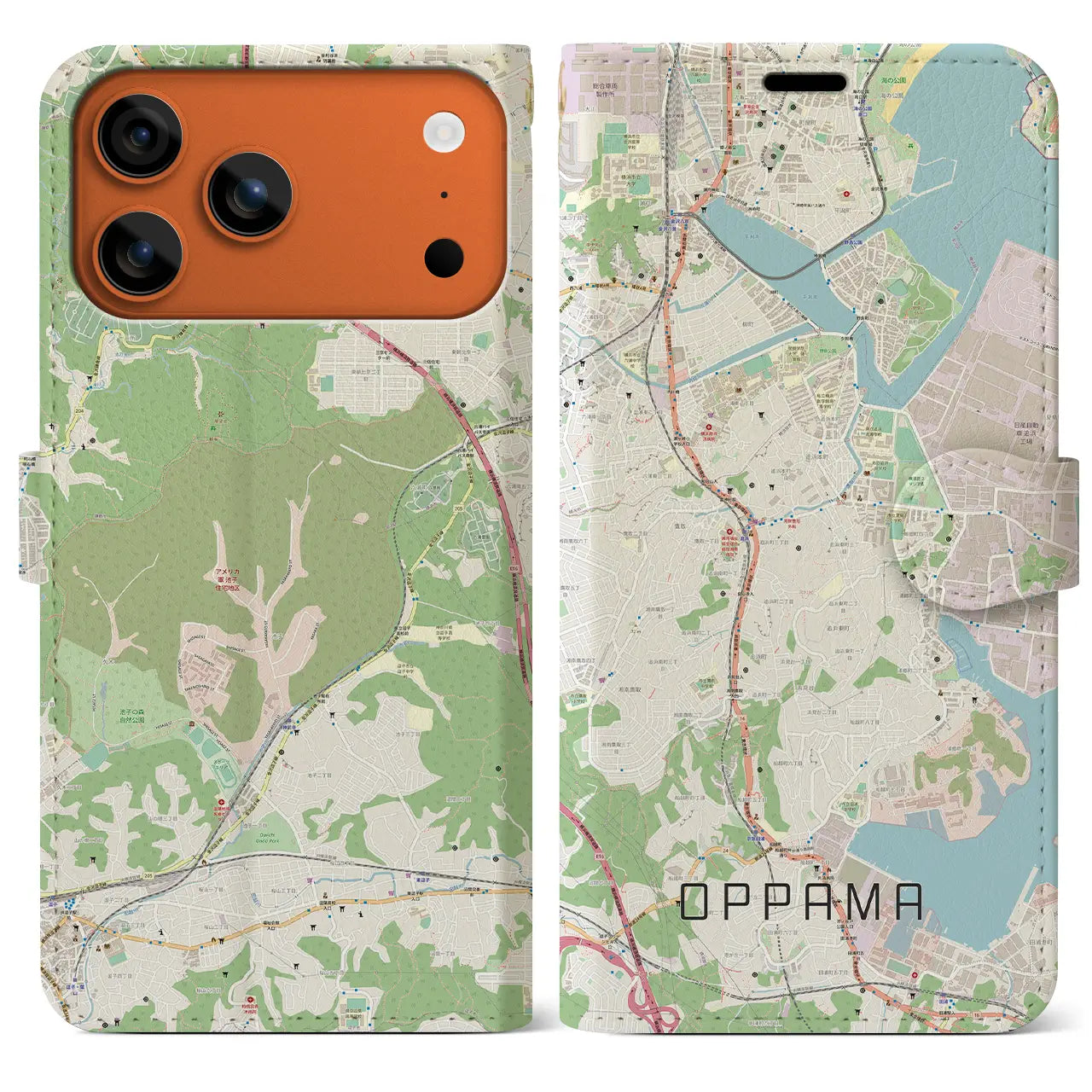 【追浜(神奈川県)】地図柄iPhoneケース(手帳タイプ)