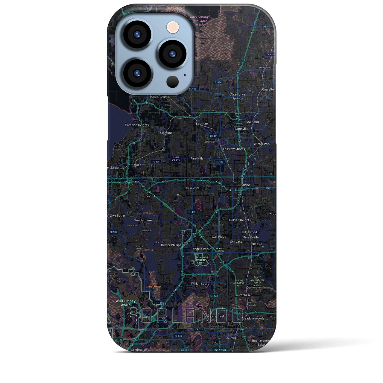 【オーランド(アメリカ)】地図柄iPhoneケース(バックカバータイプ)