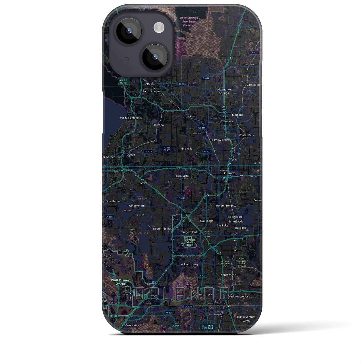 【オーランド(アメリカ)】地図柄iPhoneケース(バックカバータイプ)