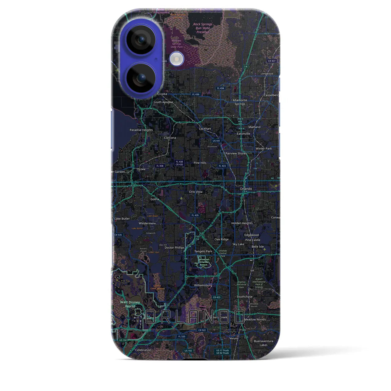 【オーランド(アメリカ)】地図柄iPhoneケース(バックカバータイプ)